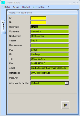 Software für Materialverwaltung, Bauteilverwaltung, Warenwirtschaft, Materialwirtschaft, Userverwaltung